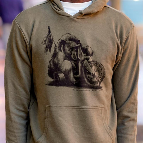Big Wheel Bear Green Hoodie @crookedstreetart