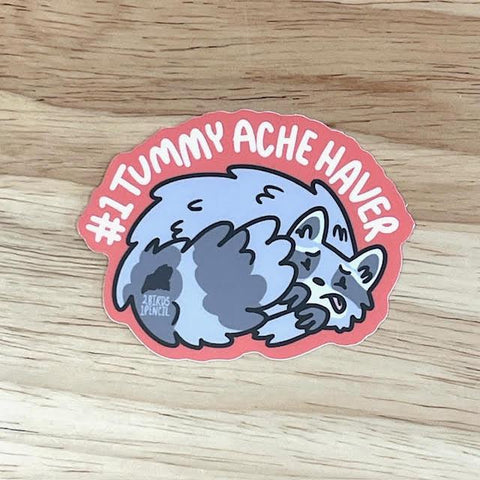Tummy Ache Sticker by @2birds1pencil