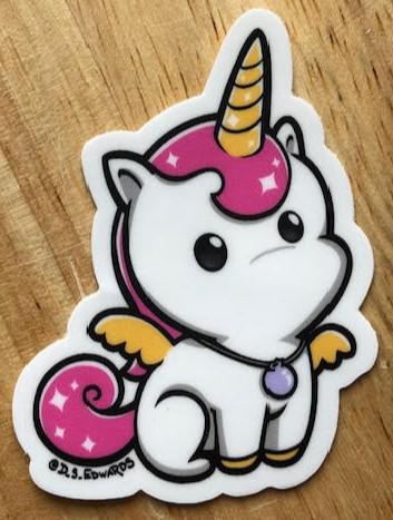 Blueberry the Maine Unicorn Portrait Sticker @D_S_Edwards