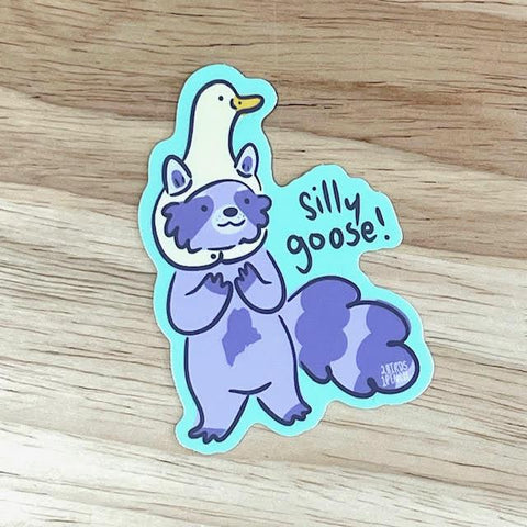 Silly Goose Raccoon Sticker by @2birds1pencil