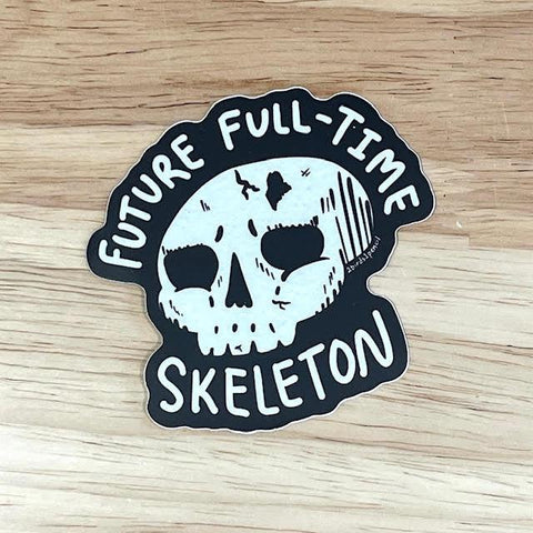 Full Time Skeleton Sticker by @2birds1pencil