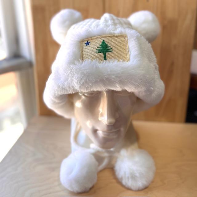 1901 Flag Original Patch Faux Fur Knit Beanie with Ears