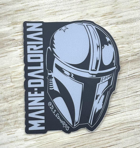 Maine-Dalorian Sticker by @D_S_Edwards