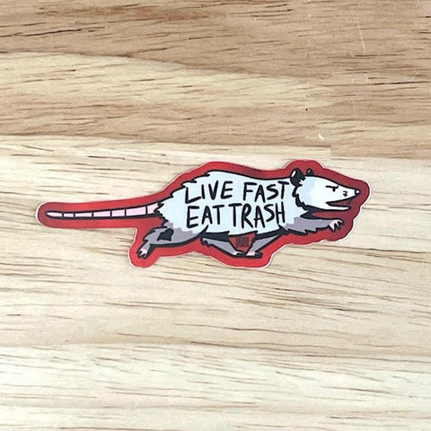 Live Fast Possum Sticker by @2birds1pencil