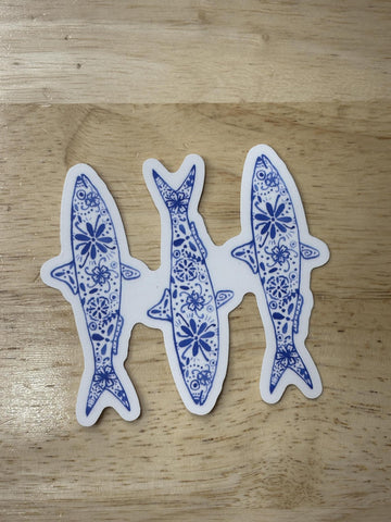 3 Fish Sticker by @scribblesanddoodlez