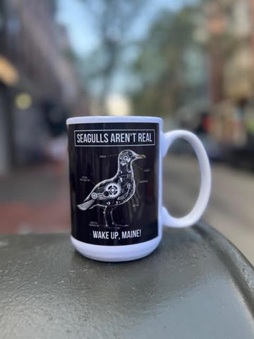 Seagulls Aren’t Real Mug by @D_S_Edwards