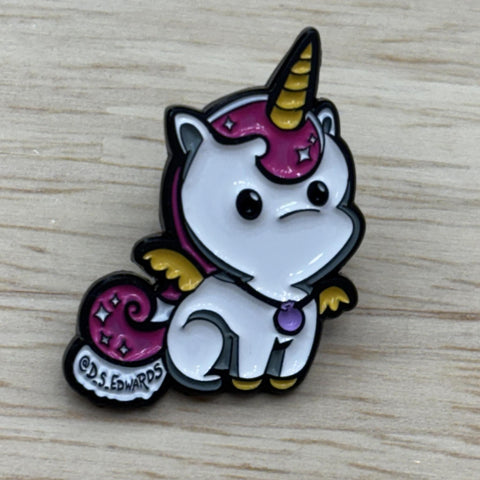 Blueberry the Maine Unicorn Portrait Enamel Pin by @D_S_Edwards