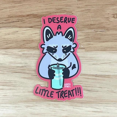 Treat Raccoon Sticker by @2birds1pencil