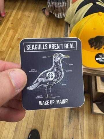 Seagulls Aren't Real Sticker by @D_S_Edwards