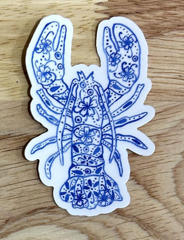 Blue and White Lobster Sticker @scribblesanddoodlez