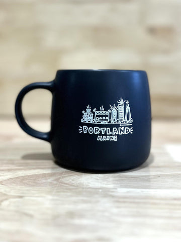 Ryan’s Portland Maine White on Black Mug @monstersbythesea