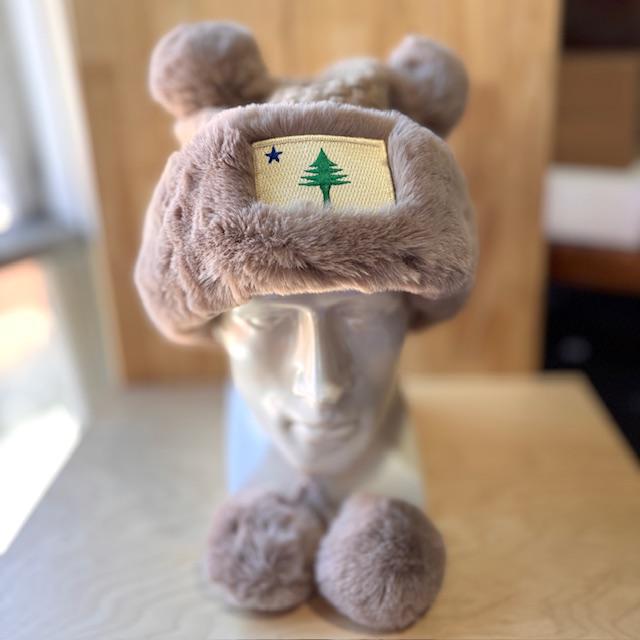 1901 Flag Original Patch Faux Fur Knit Beanie with Ears