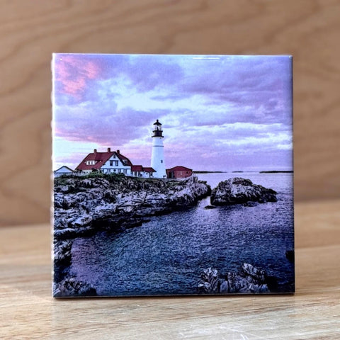 Portland Headlight Sunset Coaster - Peter Cordice