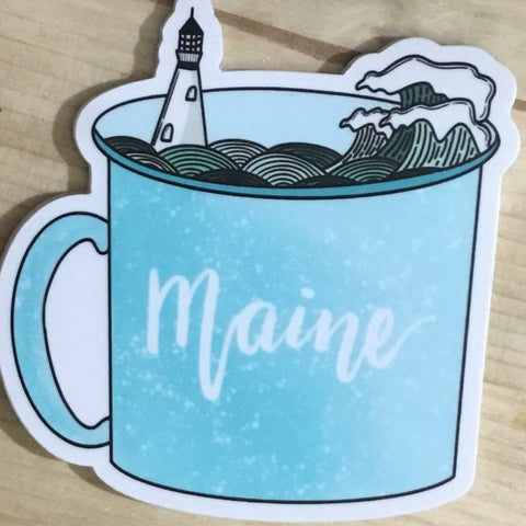 Lighthouse Mug Sticker by @scribblesanddoodlez