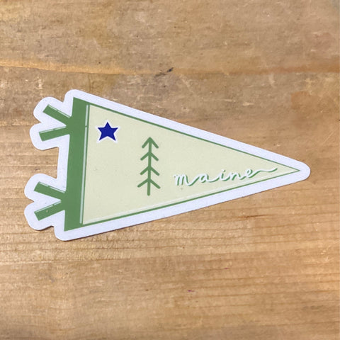 Maine Flag Pennant Sticker by @scribblesanddoodlez