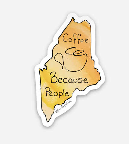 Coffee Because Sticker by @sarahcoughlinfineart
