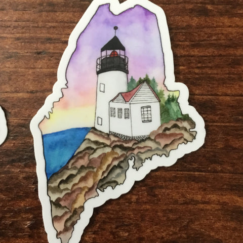 Bass Harbor Lighthouse Sticker by @scribblesanddoodlez