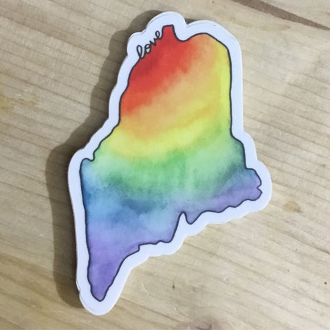 Maine Pride Watercolor Sticker by @scribblesanddoodlez