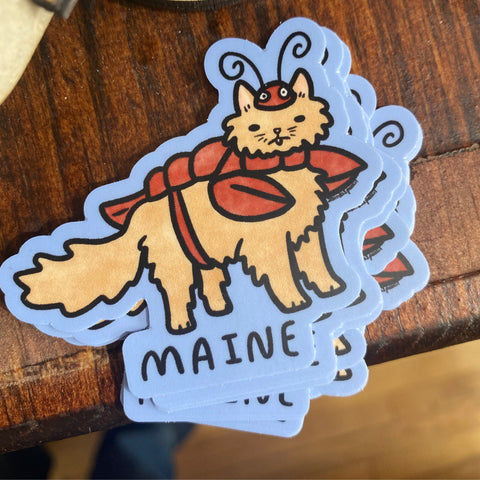 Cat Lobster Sticker by @2birds1pencil