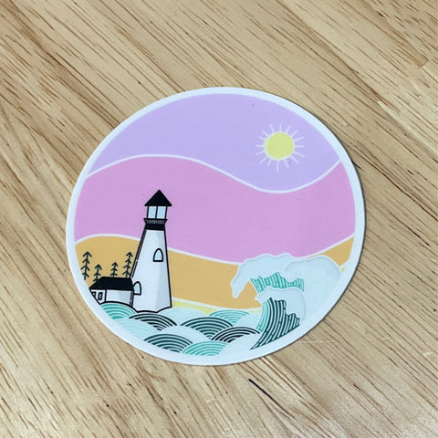 Pastel Lighthouse Sticker by @scribblesanddoodlez