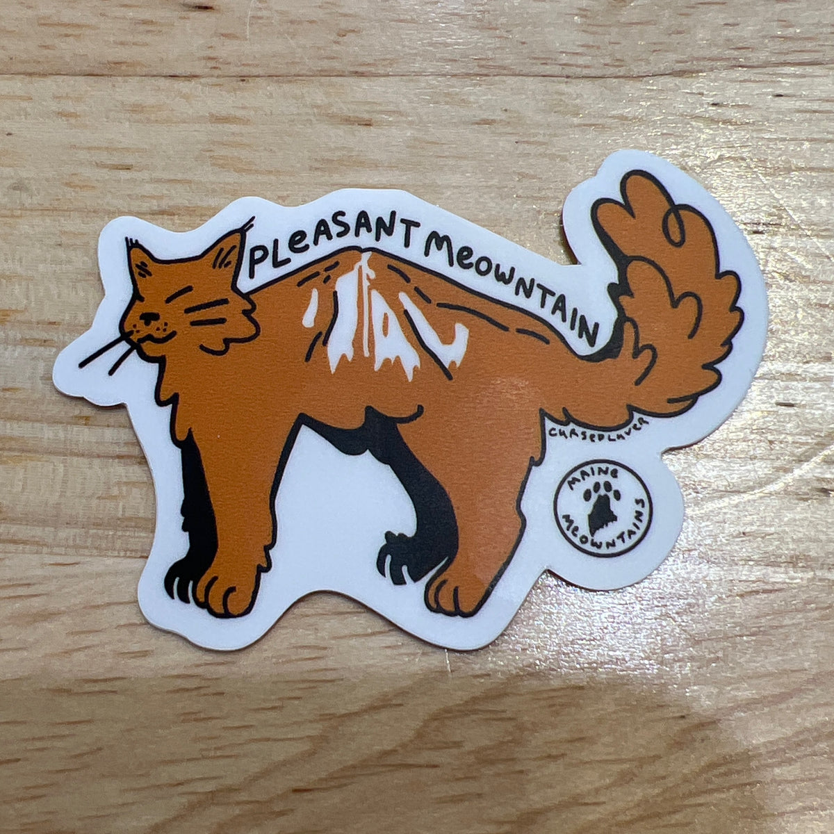 Maine Meowntains Pleasant Meowntain Sticker by @cursedluver