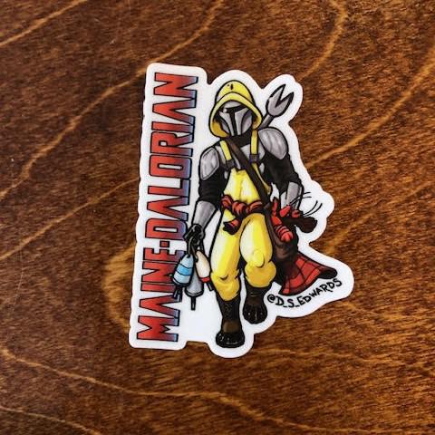 Maine-Dalorian Lobsterman Sticker by @D_S_Edwards