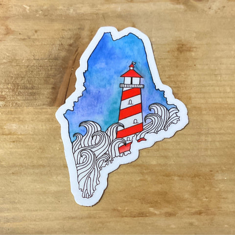 Maine Lighthouse Sticker by @scribblesanddoodlez