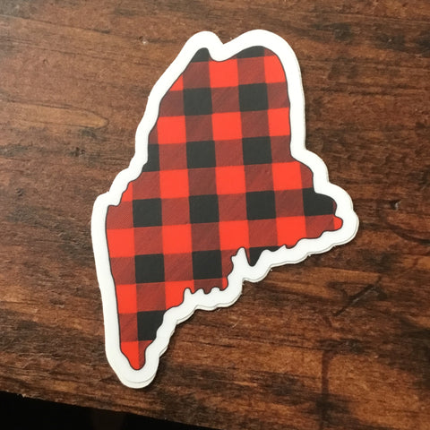 Buffalo Plaid Maine Sticker by @scribblesanddoodlez