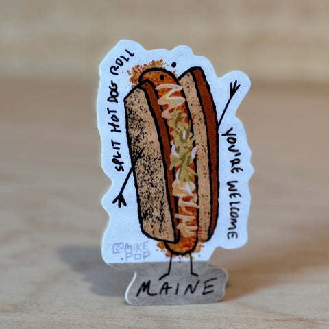 Split Hot Dog Roll Sticker by @mikepop