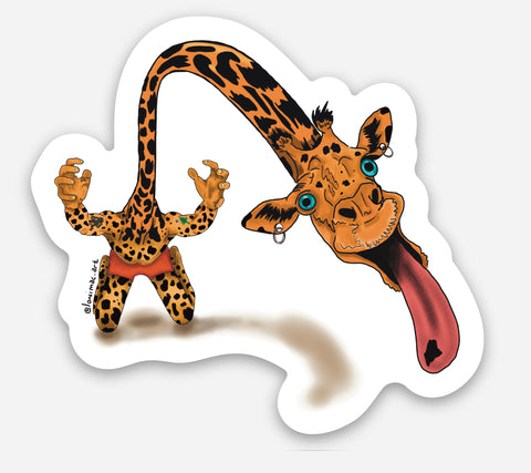 Giraffe Punk Sticker by @lonimac.art