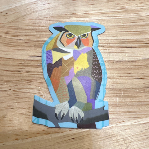 Owl Pattern Sticker by @karendubbsfisherart