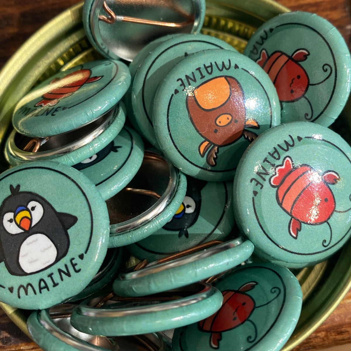 One-Inch Pins by @2Birds1Pencil – The Maine Souvenir Shop