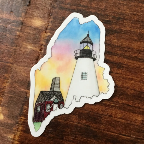 Pemaquid Point Lighthouse Sticker by @scribblesanddoodlez