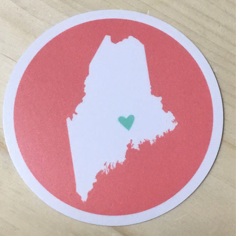 Red Maine Circle Sticker by @_lola_arts_