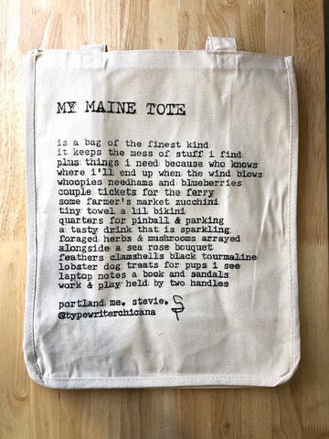 My Maine Poem Tote Bag by @typewriterchicana