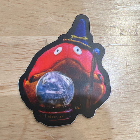 Frizard with Crystal Ball Sticker by @thefrizard