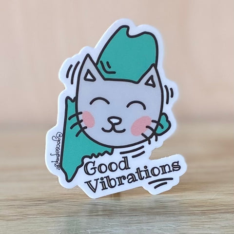 Good Vibrations Cat Maine Sticker by @goosepoop207