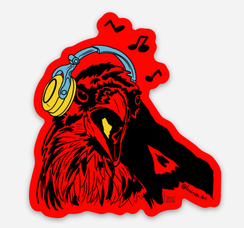 Headphones Raven Sticker by @lonimac.art
