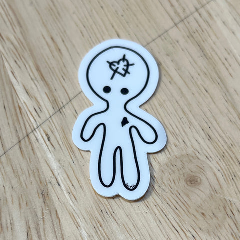 Stitched Up Alien Sticker by @lonimac.art
