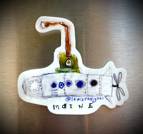 Maine Submarine Sticker by @lewisrossignol