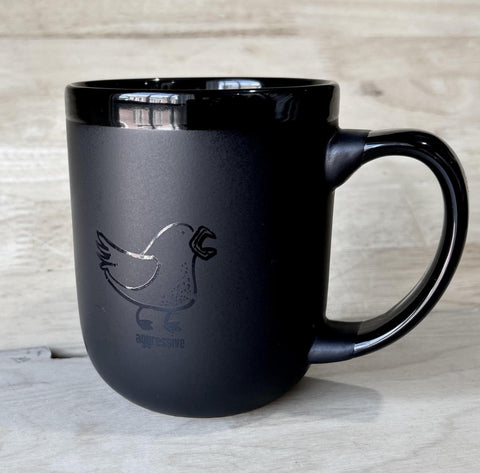 Aggressive Black on Black Mug by Ande Lynch