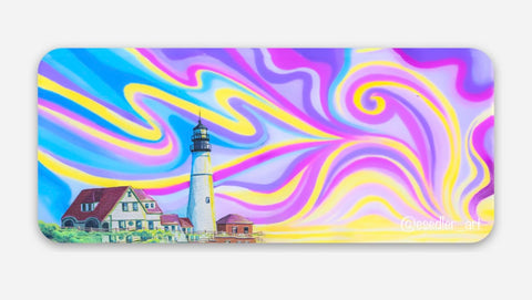 Portland Headlight Sunset Sticker by @esedler_art
