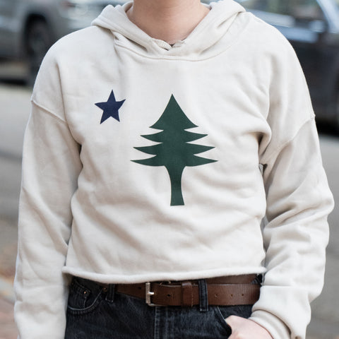 1901 Flag Cream Crop Hoodie