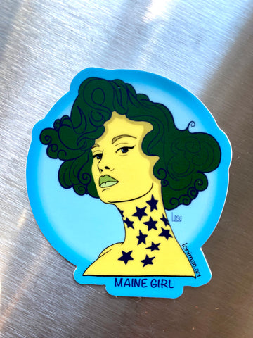 Maine Girl Sticker by @lonimac.art