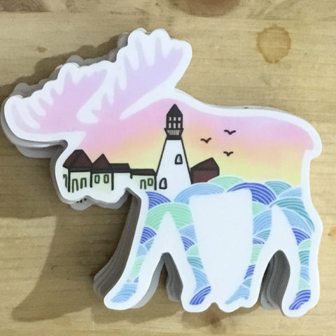 Moose Lighthouse Sticker by @scribblesanddoodlez