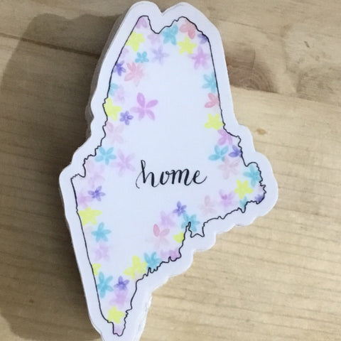 Maine Floral Sticker by @scribblesanddoodlez