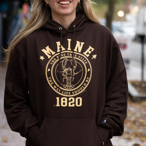 Maine Lobster Logo Brown Hoodie @_hcdesign_