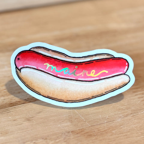 Red Hot Dog Maine Sticker by @scribblesanddoodlez