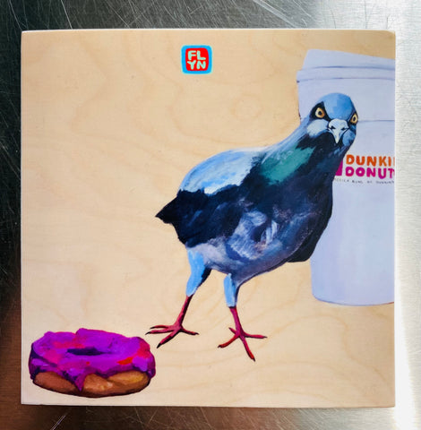 FLYN - Pigeon Run On Dunkin JUMBO 4 Inch Sticker @flyncostello