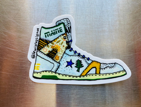 Maine Yellow High Top Sneaker Sticker by @lewisrossignol
